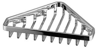 Košík rohový drátěný, chrom